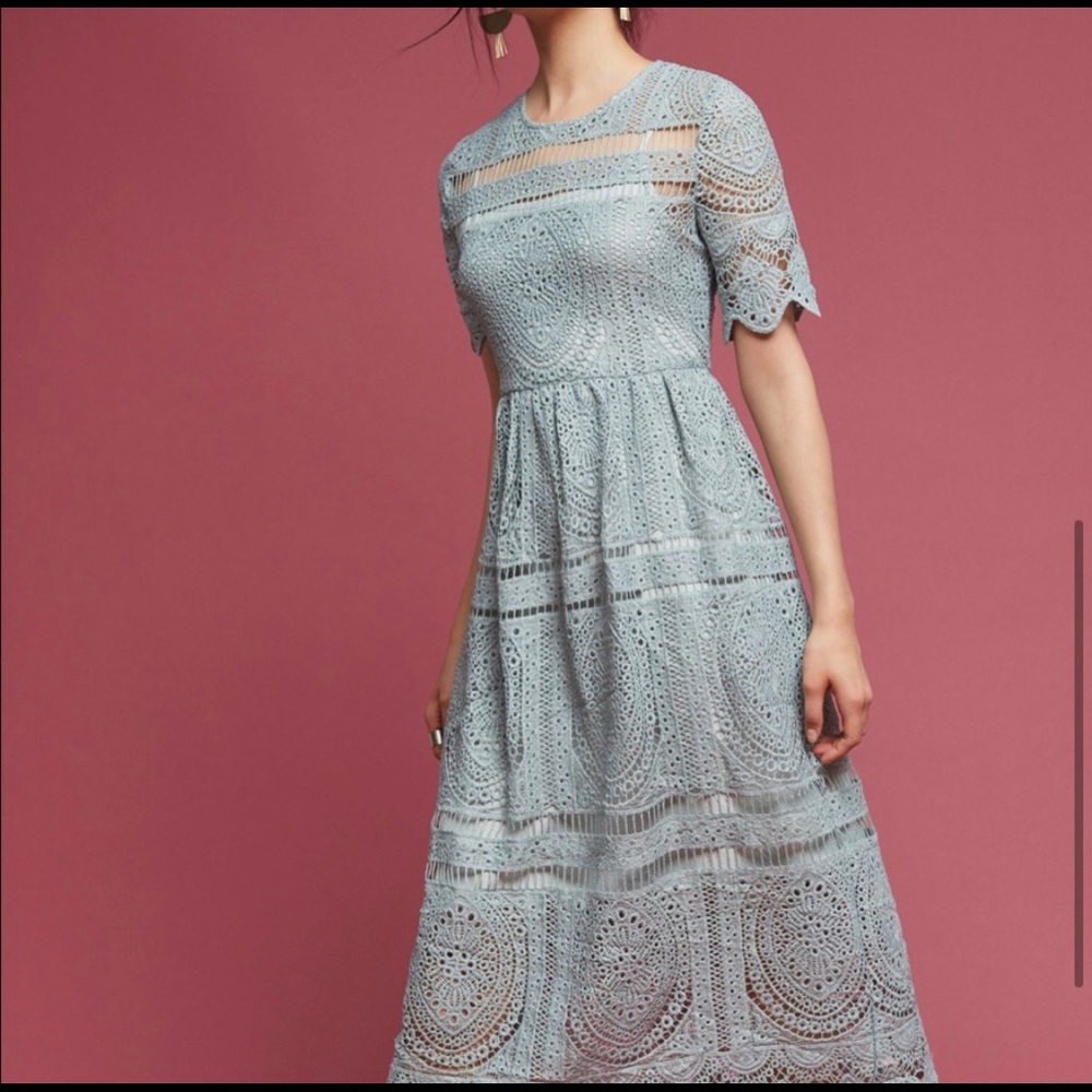 Mint green lace dress from Anthropologie